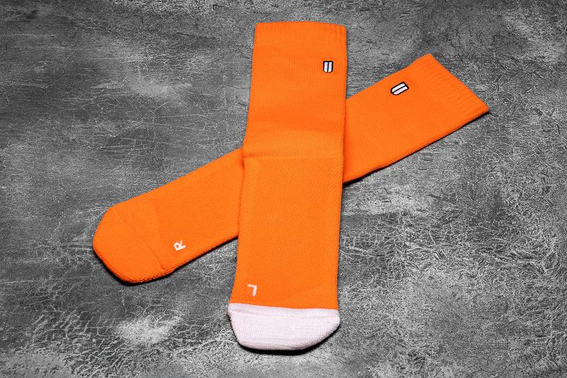 Orange / White Nobull CREW (NEON) Men\'s Socks | CA V1639R